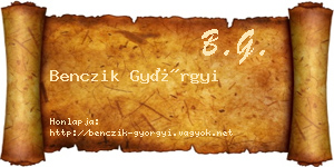 Benczik Györgyi névjegykártya