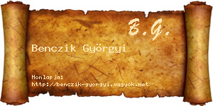 Benczik Györgyi névjegykártya